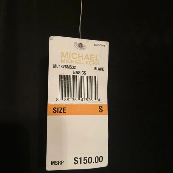 NWT Michael Kors Cap Sleeve Slit Maxi Dress (Black) Women's Dress - Picture 5 of 7